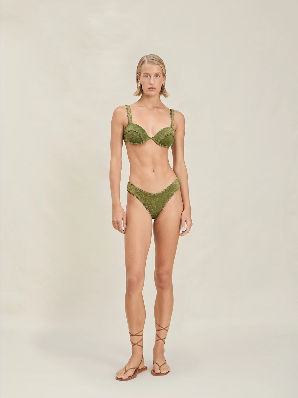 DEVON WINDSOR Olive Green Shimmer Underwire Bikini Set